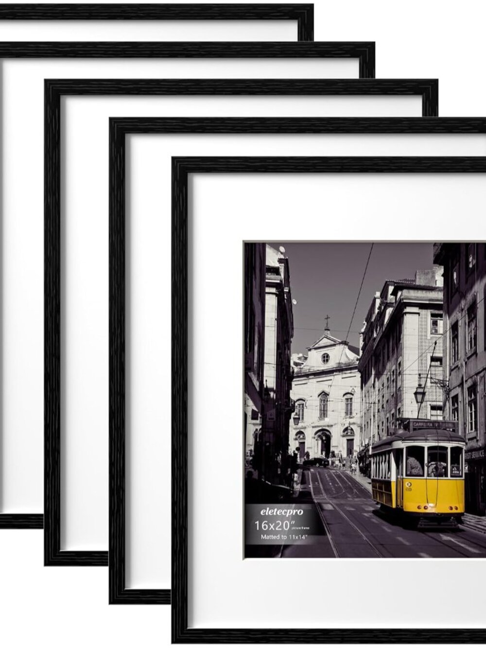 16x20 Picture Frames, Acrylic Cover, Black, Set of 5